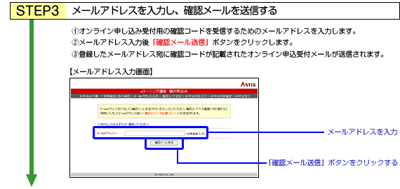 STEP3 ���[���A�h���X����͂��A�m�F���[���𑗐M����